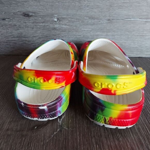 CROCS Classic Tie Dye Graphic Clogs Shoes Rainbow 🌈Size M5/W7 - Picture 5 of 8
